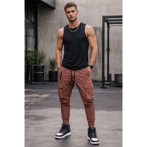 ASRV Brown Gym Basketball Jogger Sweatpants DSG 0347 Pants  Mens Size Small